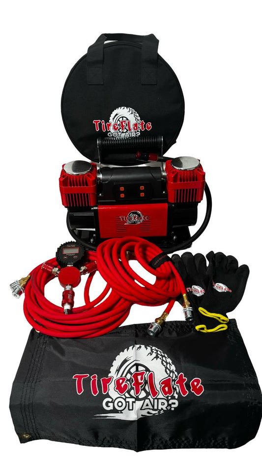 $350-$370 Digital Combo Pac 300LPM 12V Twin Cylinder Heavy Duty Offroad, Overland Air Compressor - Tireflate